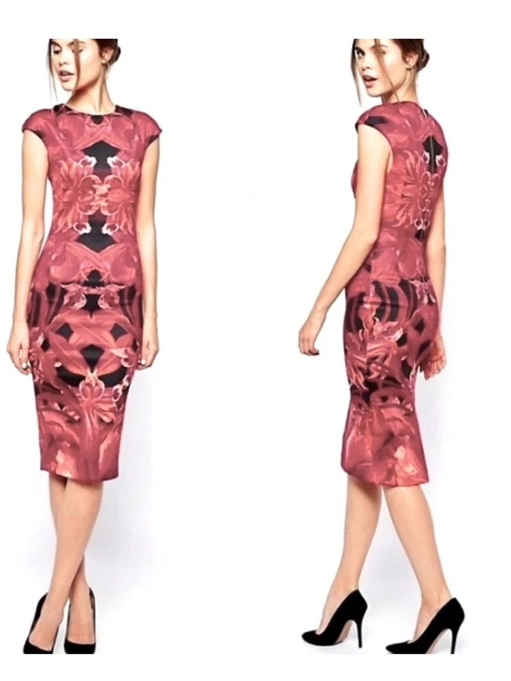 Ted Baker London Jungle Orchid Floral Bodycon Midi Dress